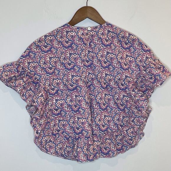 Mini Boden Printed Poncho Kaftan Swim Coverup Lupin Peach Paisley Print Trip 3T - Picture 7 of 14